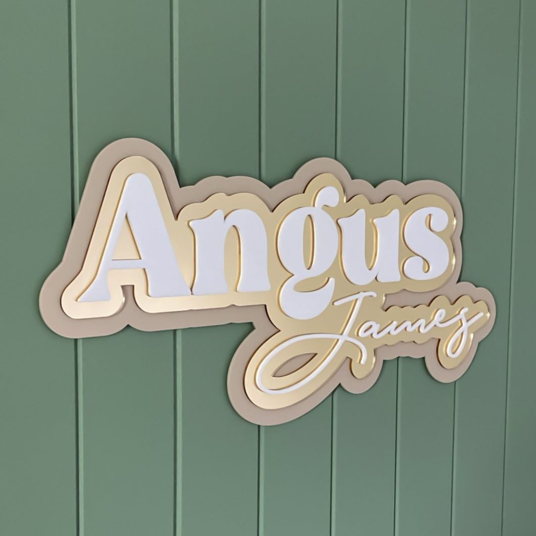 Dual 3D Name Plaque - Signature Style