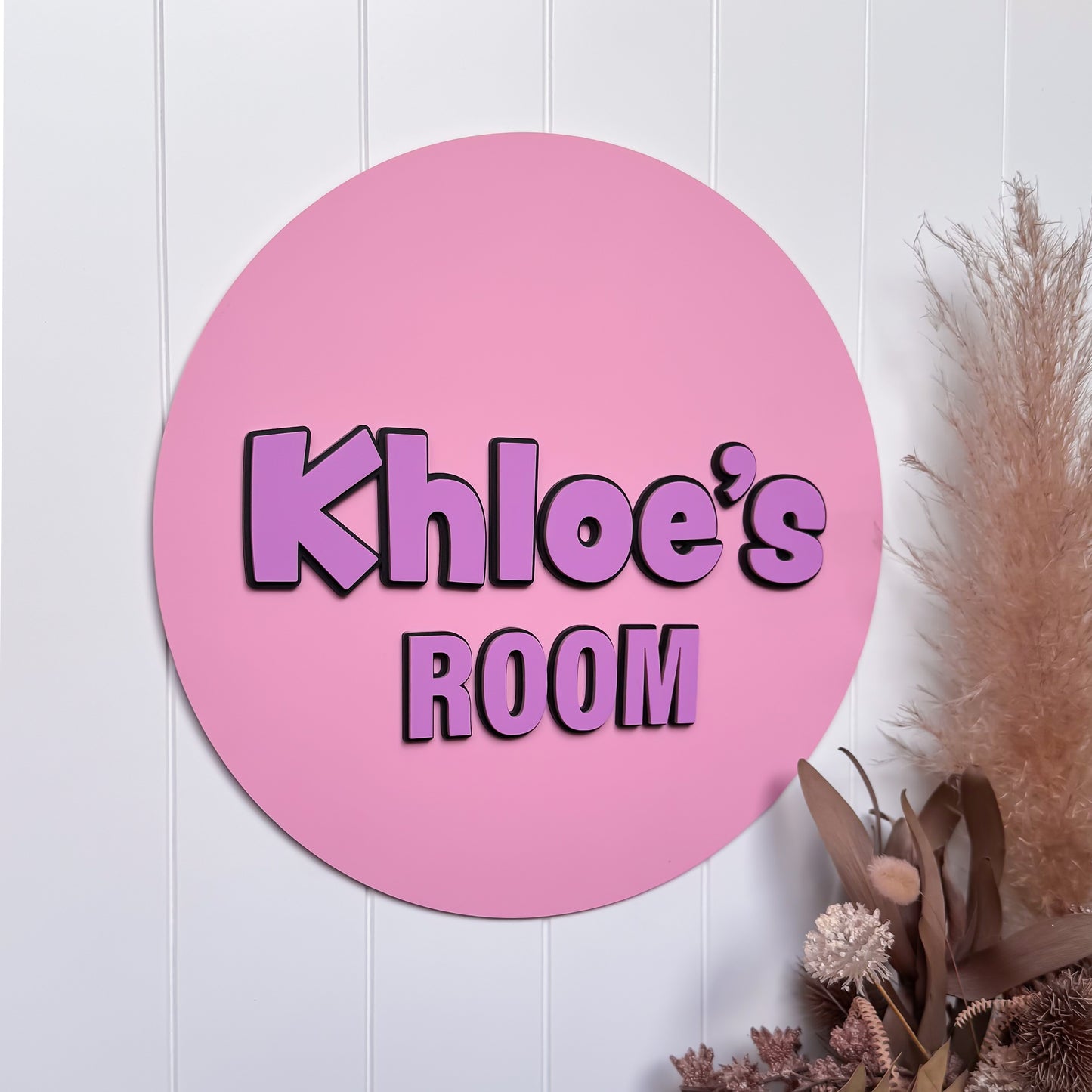 Sweet Pastel Cartoon Style Cubby Sign | Kid's Bedroom Door Sign | 3D Name Plaque