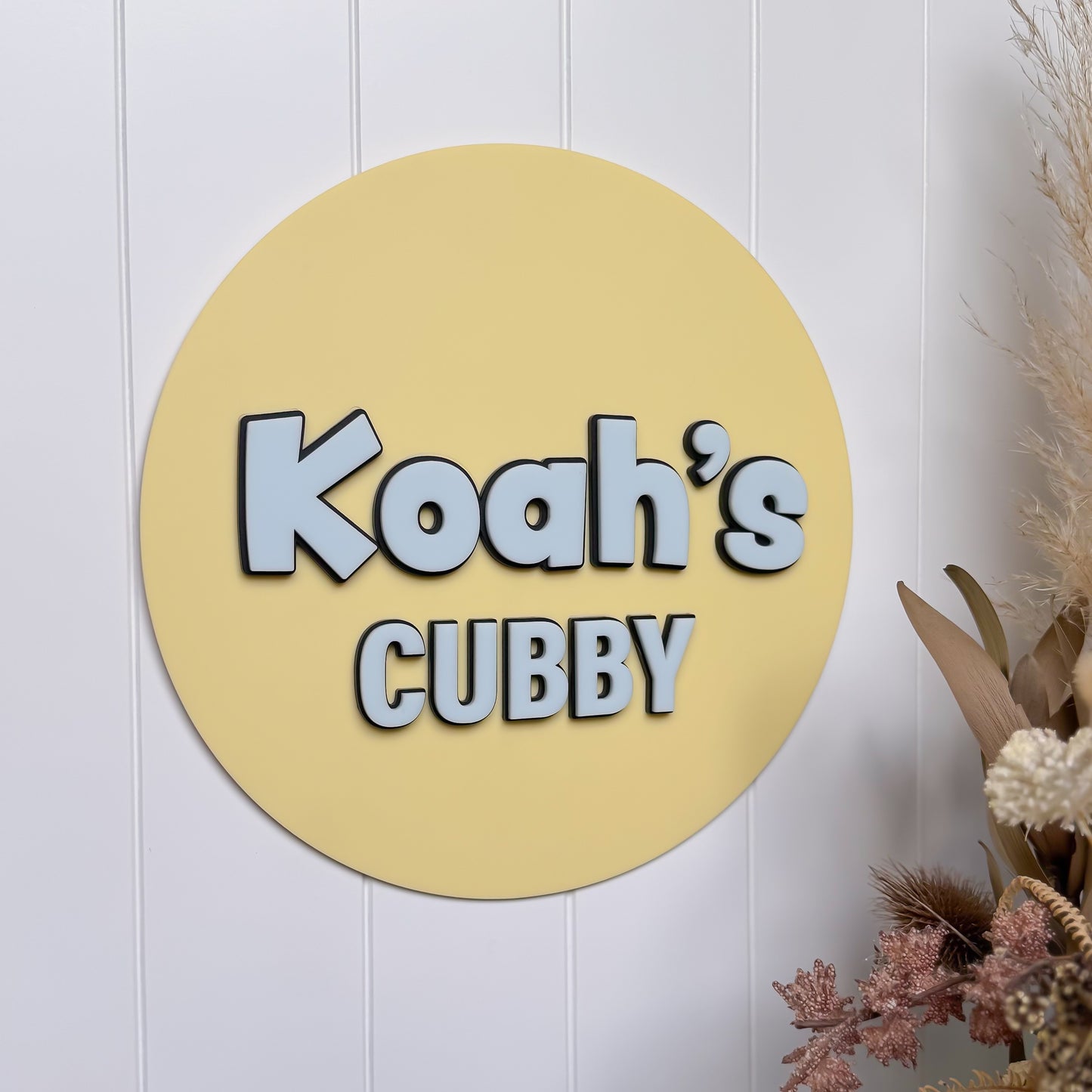 Sweet Pastel Cartoon Style Cubby Sign | Kid's Bedroom Door Sign | 3D Name Plaque