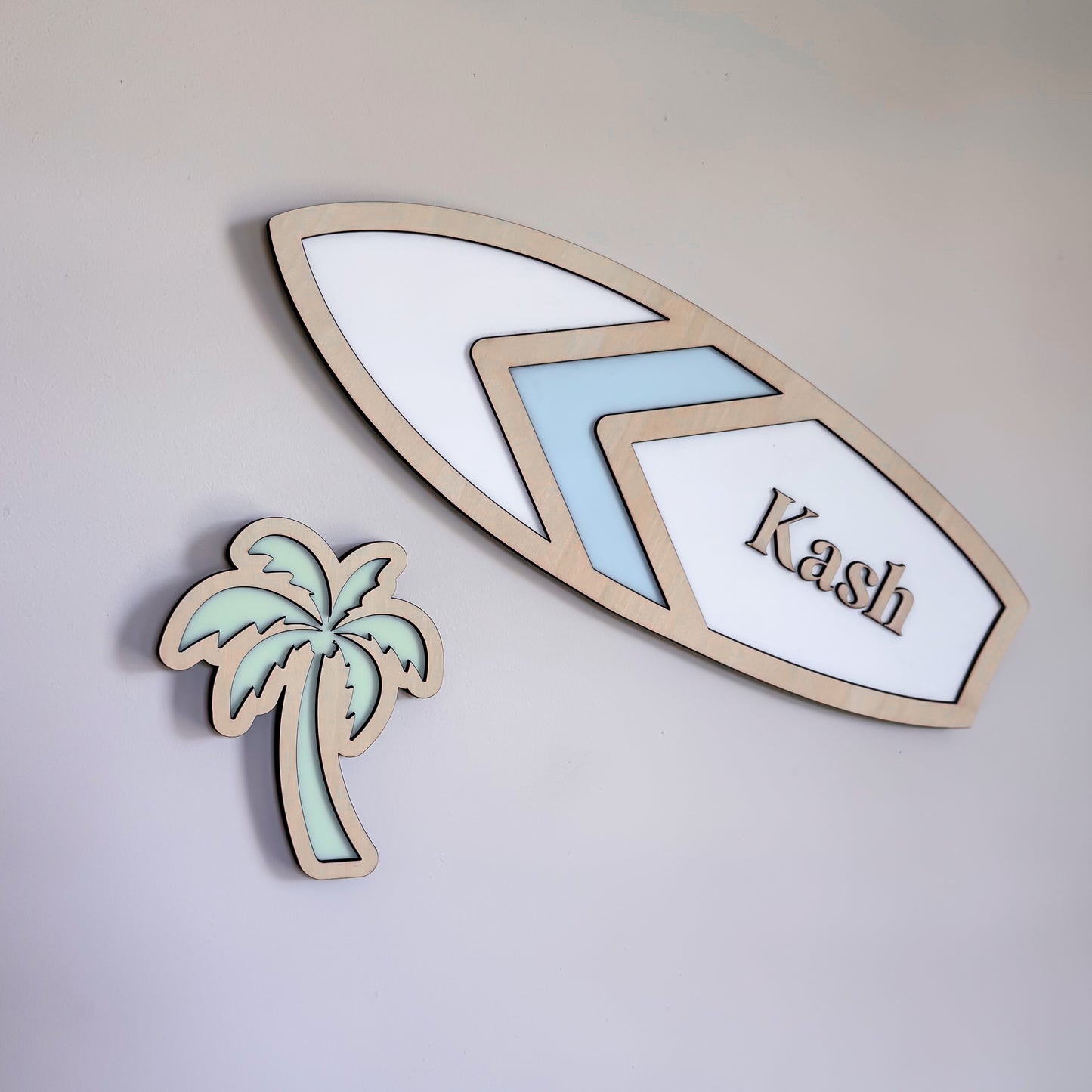 Wood Pop Surf Board Name Plaque