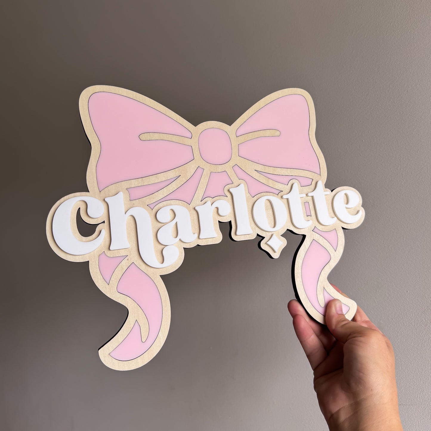 Coquette Bow Wooden Name Plaque