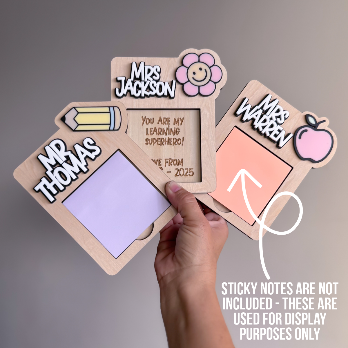Personalised Wooden Teacher Sticky Note Holder