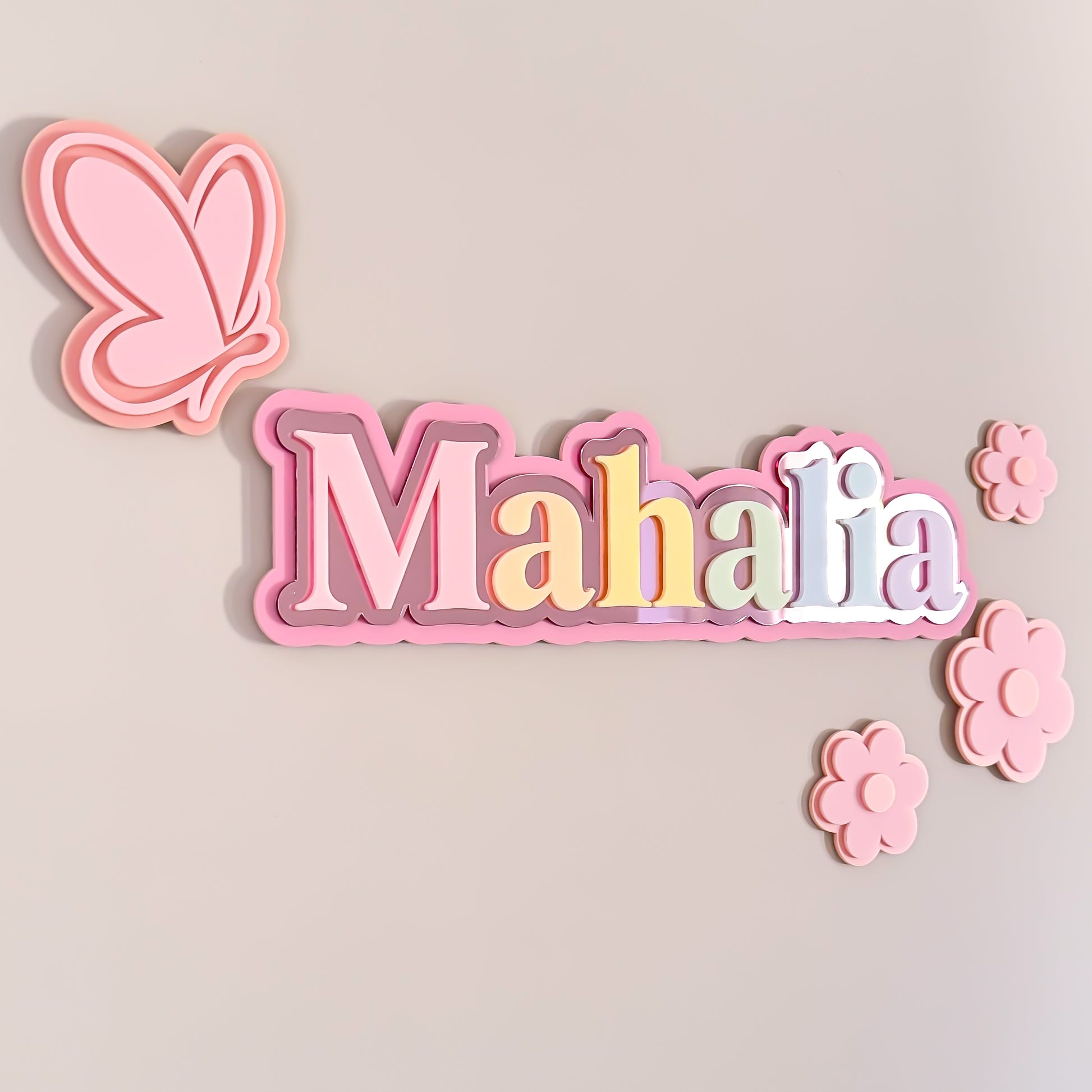 Pastel Rainbow 3D Name Plaque