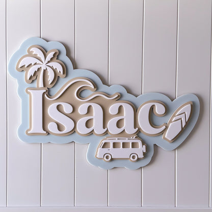 Surf Themed Triple Layer 3D Name Plaque