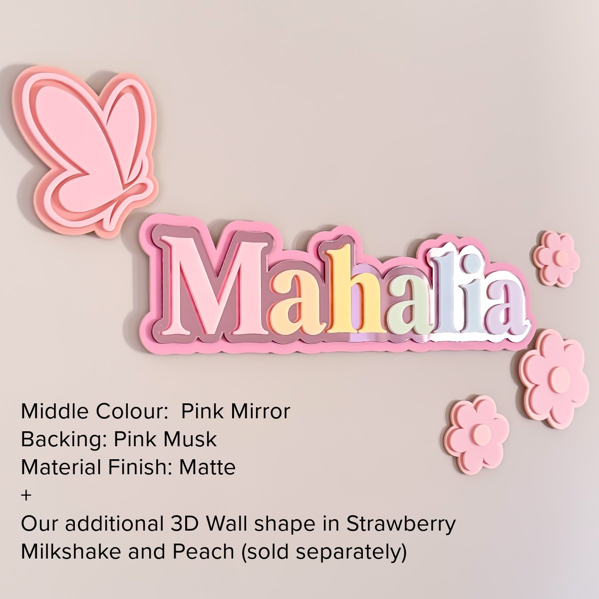 Pastel Rainbow 3D Name Plaque