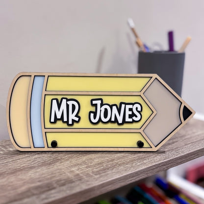 Personalised Teacher Desk Sign - Pencil