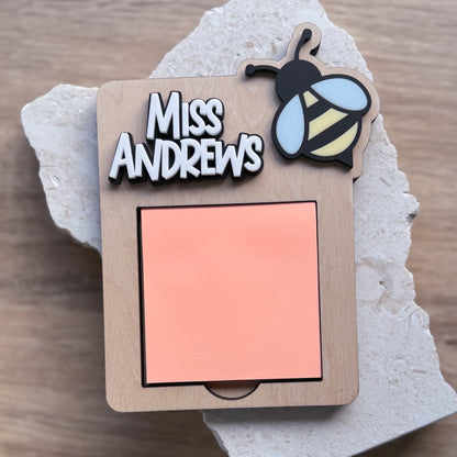 Personalised Wooden Teacher Sticky Note Holder