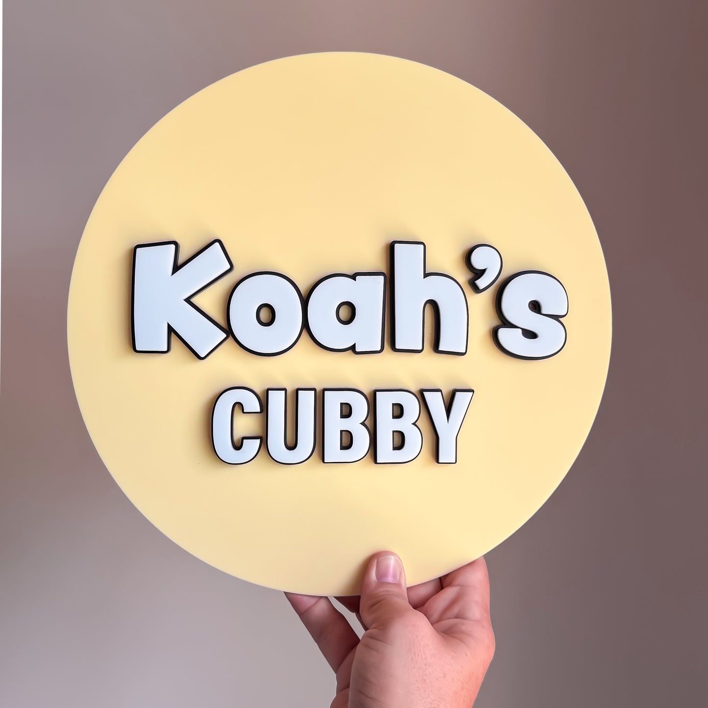 Sweet Pastel Cartoon Style Cubby Sign | Kid's Bedroom Door Sign | 3D Name Plaque