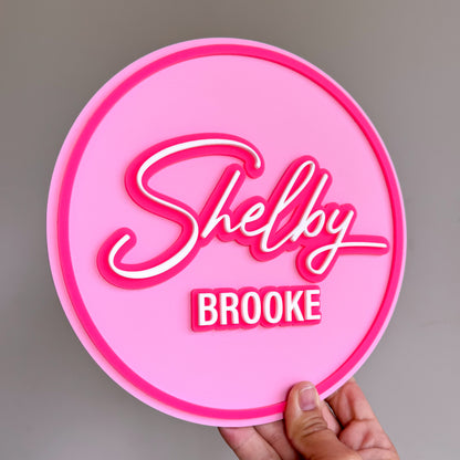 Round Name Sign | Kid's Bedroom Door Sign | 3D Name Plaque