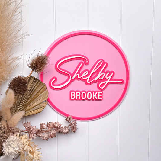 Round Name Sign | Kid's Bedroom Door Sign | 3D Name Plaque