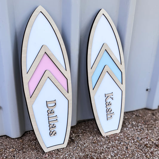 Wood Pop Surf Board Name Plaque