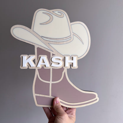 Cowboy Wooden Name Plaque
