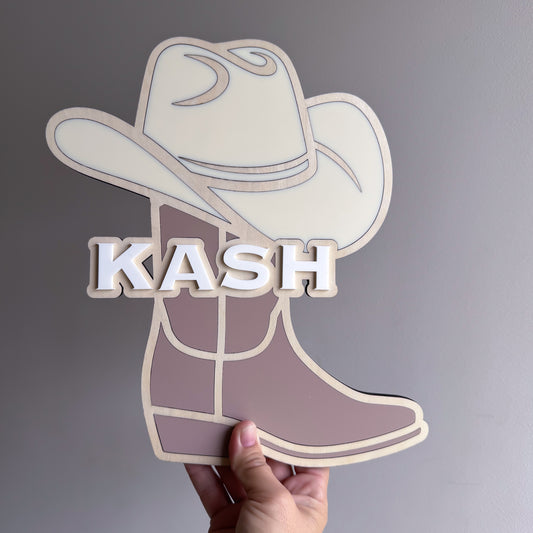 Cowboy Wooden Name Plaque
