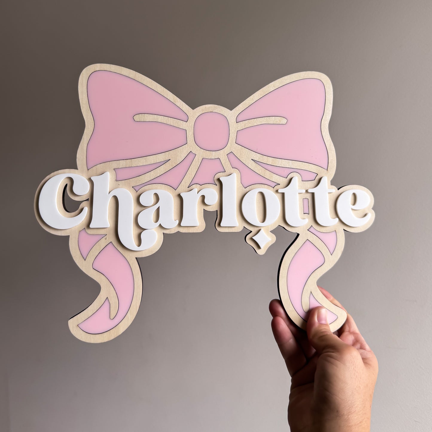 Coquette Bow Wooden Name Plaque