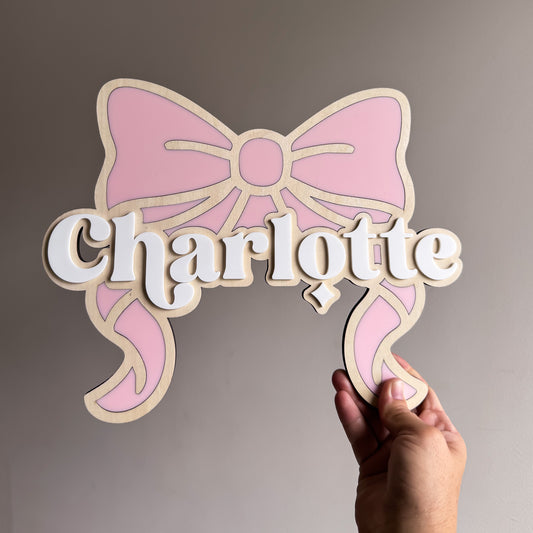 Coquette Bow Wooden Name Plaque