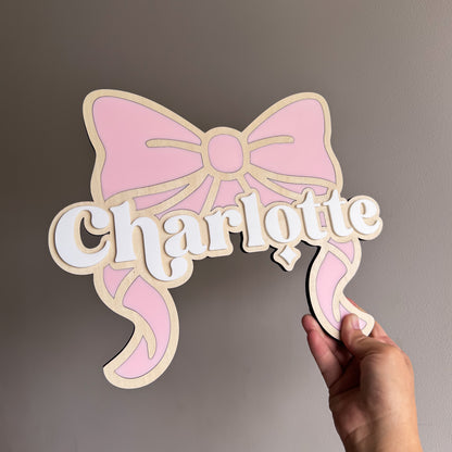 Coquette Bow Wooden Name Plaque