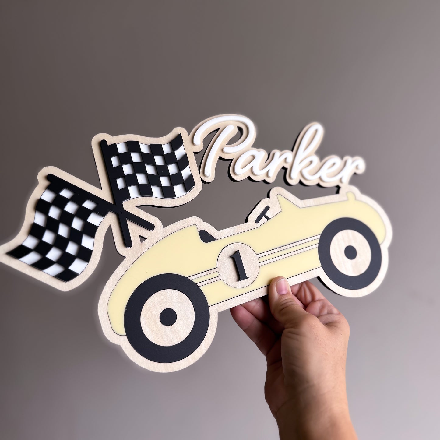 Retro Racer Wooden Name Plaque