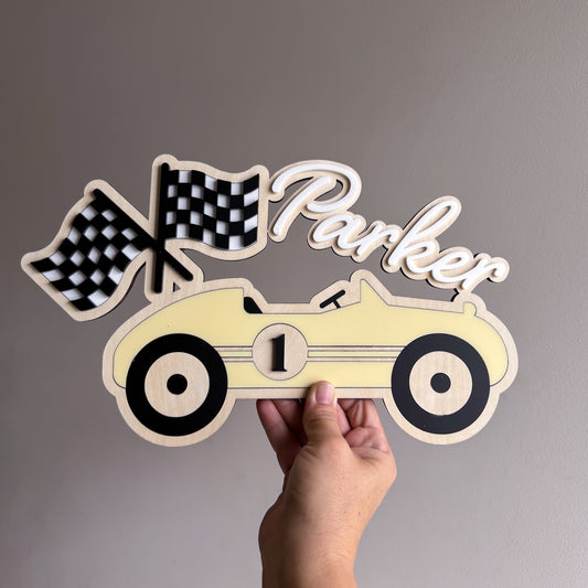 Retro Racer Wooden Name Plaque