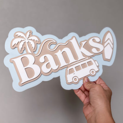 Surf Themed Triple Layer 3D Name Plaque