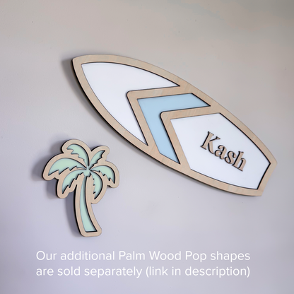Wood Pop Surf Board Name Plaque