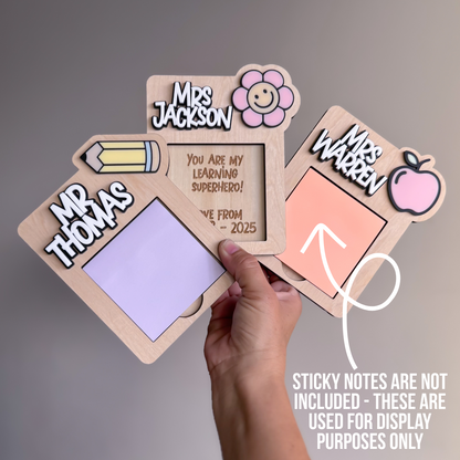 Personalised Wooden Teacher Sticky Note Holder